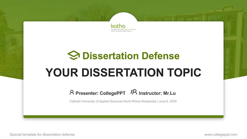 Catholic University of Applied Sciences North Rhine-Westphalia Graduation Thesis Defense PPT Template16:9 ratio PPT effect preview image