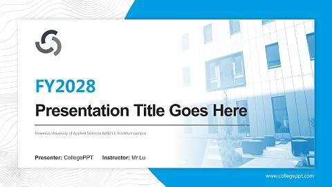 Fresenius University of Applied Sciences – Frankfurt campus Academic Presentation/Research Findings Report PPT Template