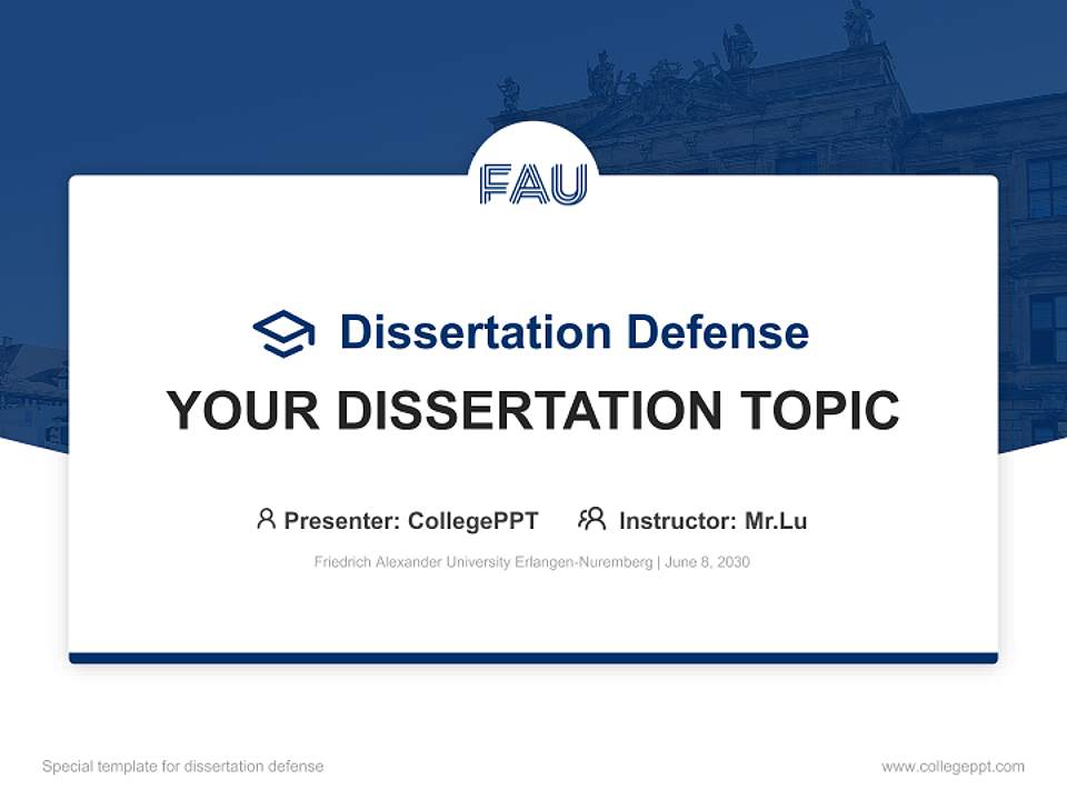 Friedrich Alexander University Erlangen-Nuremberg Graduation Thesis Defense PPT Template4:3 ratio PPT effect preview image7