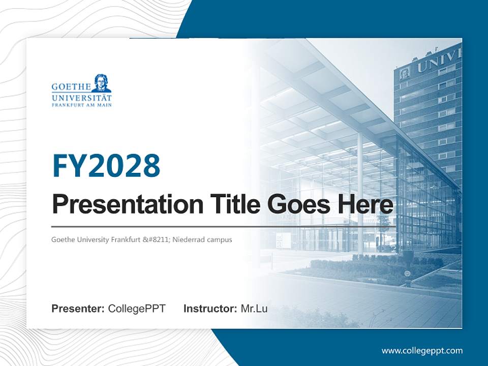Goethe University Frankfurt – Niederrad campus Academic Presentation/Research Findings Report PPT Template4:3 ratio PPT effect preview image5