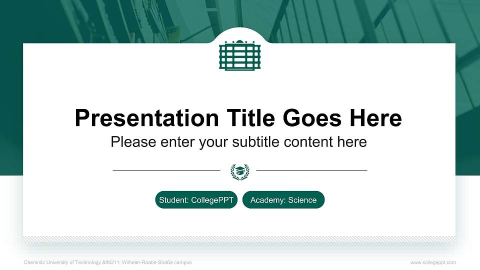 Chemnitz University of Technology – Wilhelm-Raabe-Straße campus National Scholarship Defense PPT Template16:9 ratio PPT effect preview image