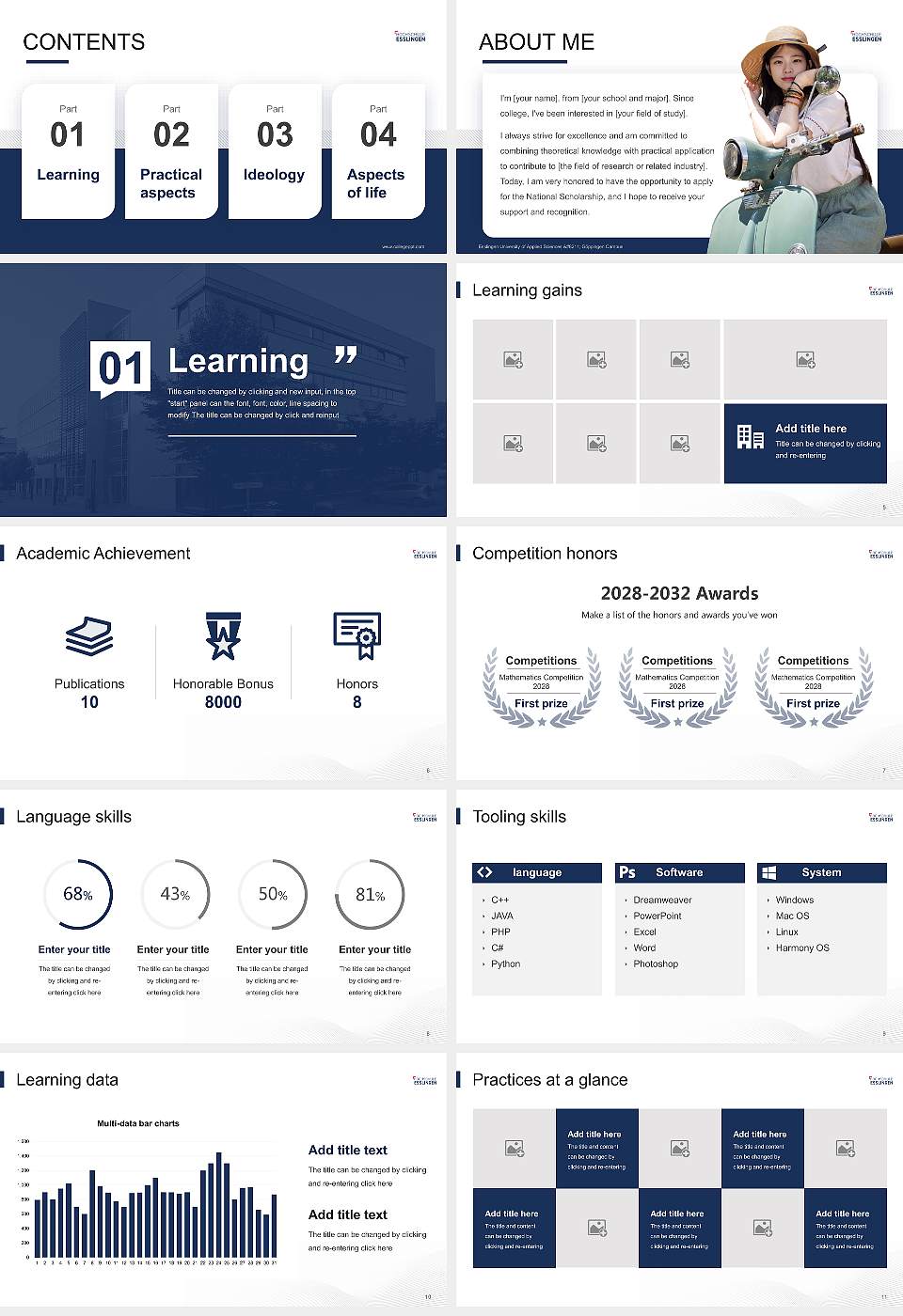Esslingen University of Applied Sciences – Göppingen Campus National Scholarship Defense PPT Template16:9 ratio PPT effect preview image2