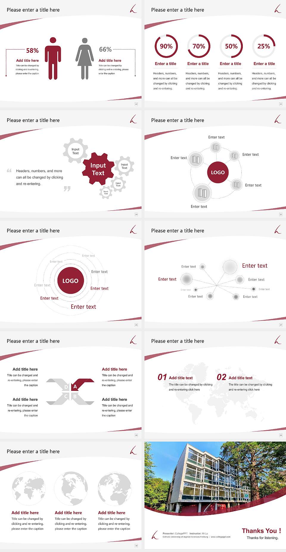 Catholic University of Applied Sciences Freiburg Course/Courseware Creation PPT Template4:3 ratio PPT effect preview image4