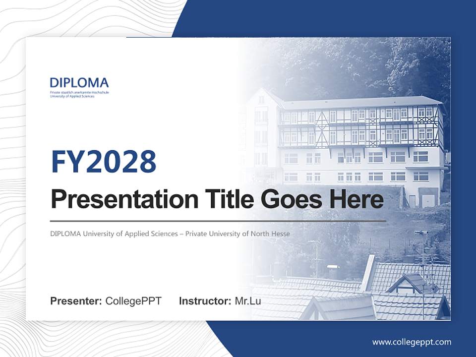 DIPLOMA University of Applied Sciences – Private University of North Hesse Academic Presentation/Research Findings Report PPT Template4:3 ratio PPT effect preview image5