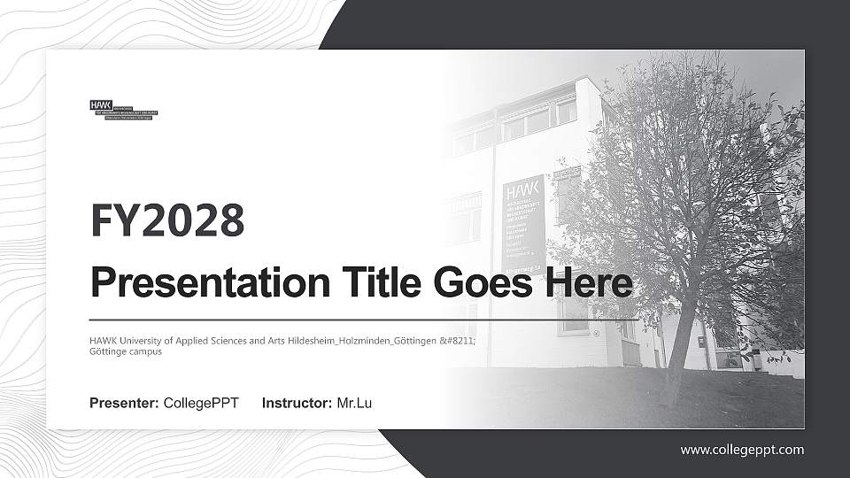 HAWK University of Applied Sciences and Arts Hildesheim_Holzminden_Göttingen – Göttinge campus Academic Presentation/Research Findings Report PPT Template16:9 ratio PPT effect preview image