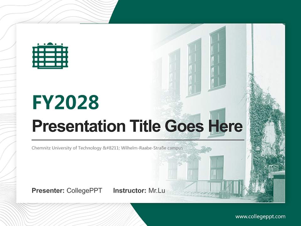 Chemnitz University of Technology – Wilhelm-Raabe-Straße campus Academic Presentation/Research Findings Report PPT Template4:3 ratio PPT effect preview image5