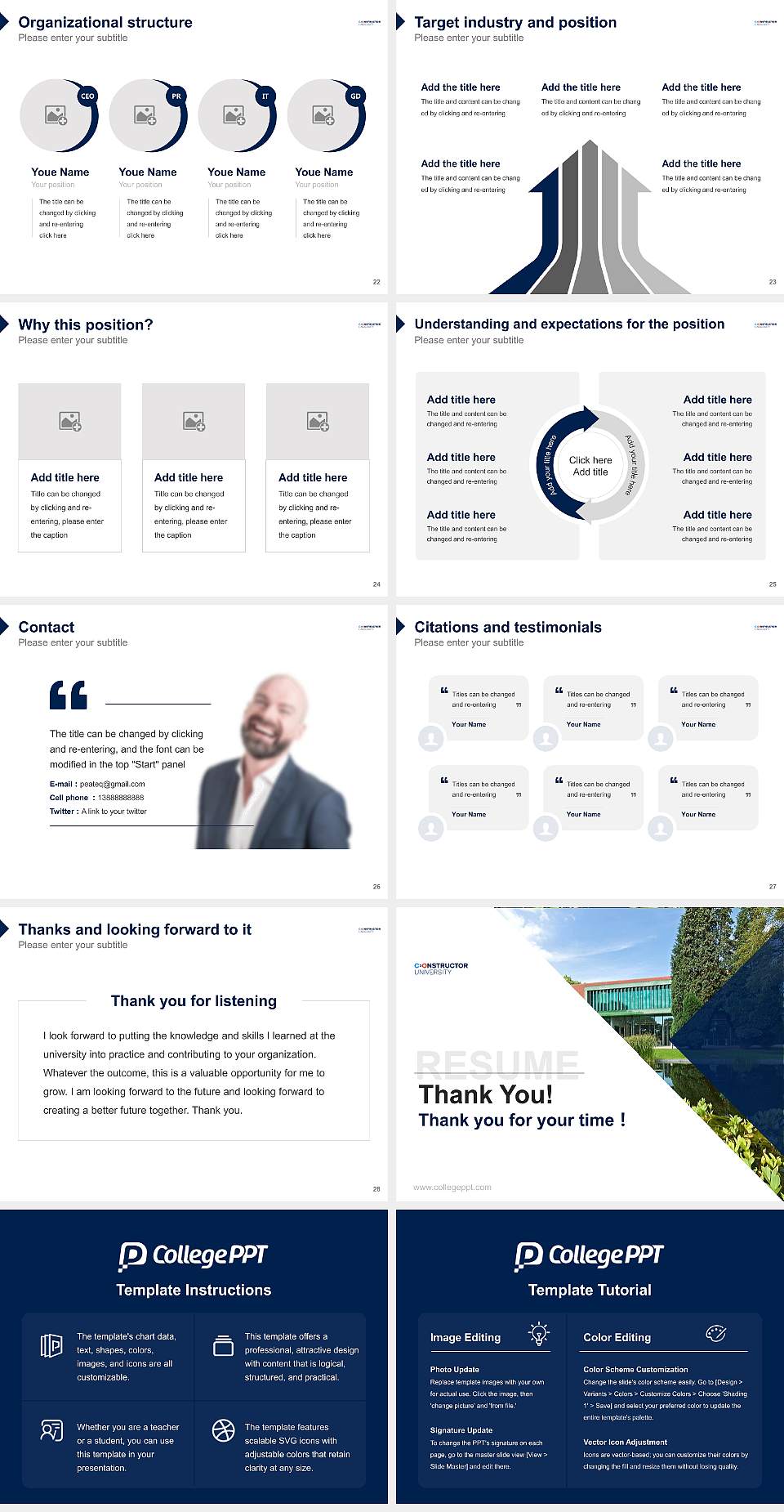 Constructor University Resume PPT Template4:3 ratio PPT effect preview image4