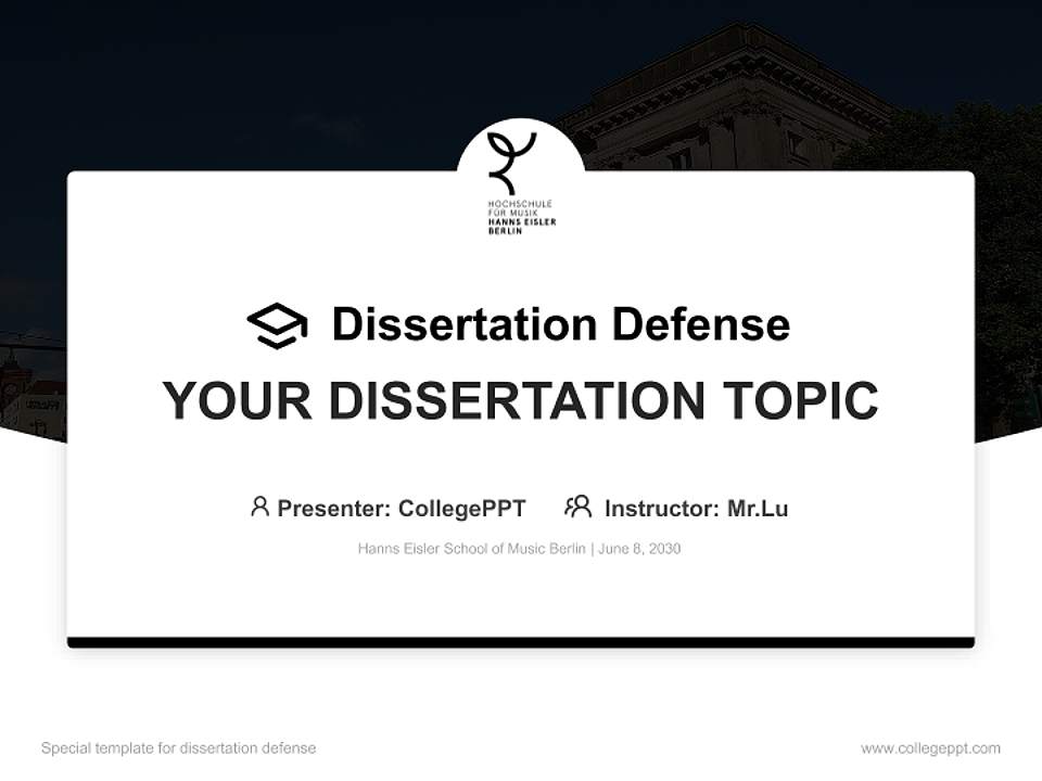 Hanns Eisler School of Music Berlin Graduation Thesis Defense PPT Template4:3 ratio PPT effect preview image7