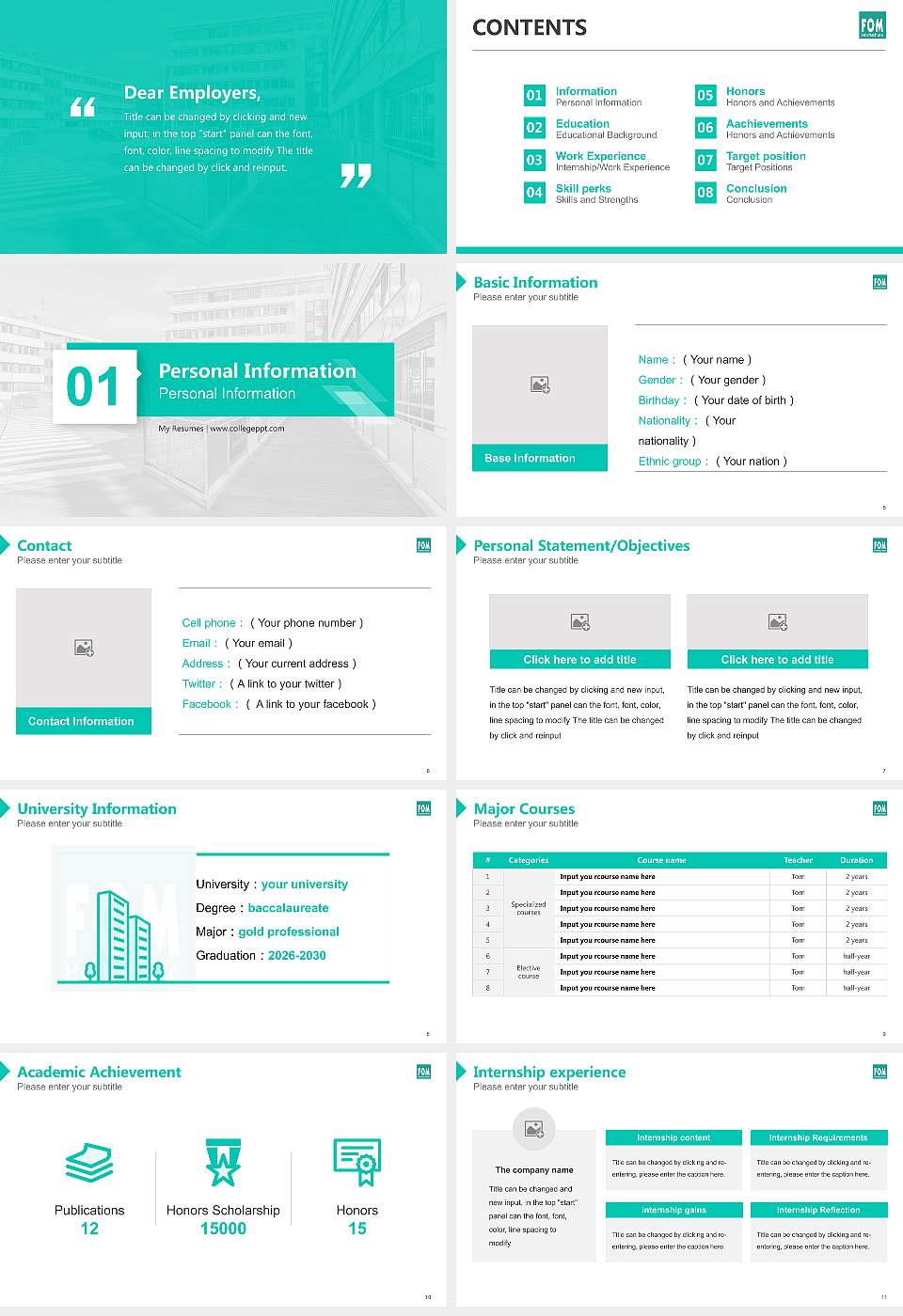 FOM University of Applied Sciences for Economics and Management Resume PPT Template16:9 ratio PPT effect preview image2