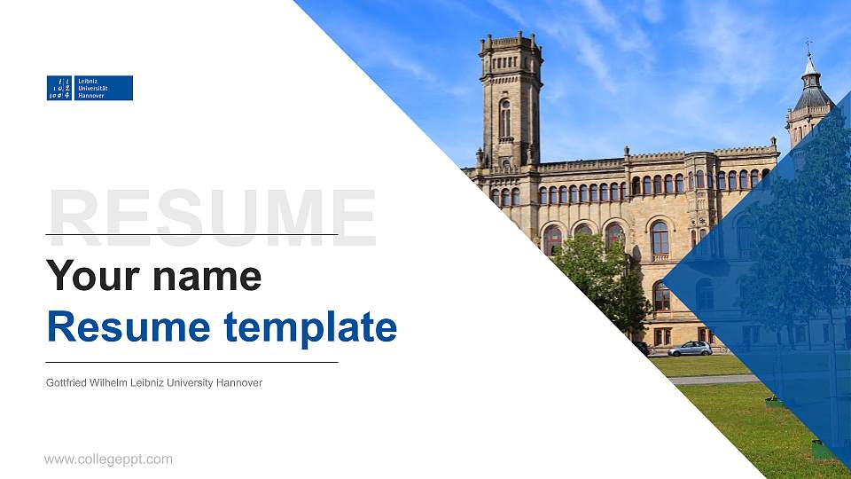 Gottfried Wilhelm Leibniz University Hannover Resume PPT Template16:9 ratio PPT effect preview image