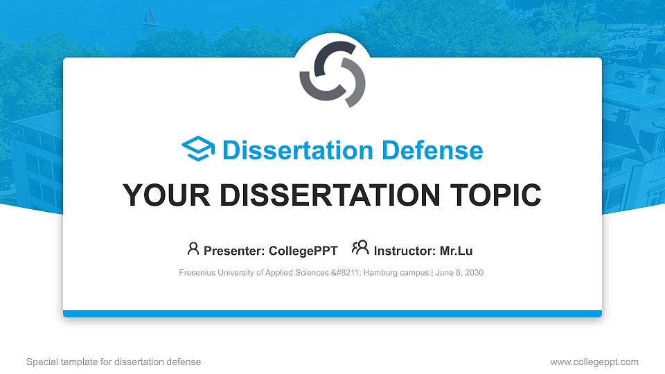 Fresenius University of Applied Sciences – Hamburg campus Graduation Thesis Defense PPT Template16:9 ratio PPT effect preview image