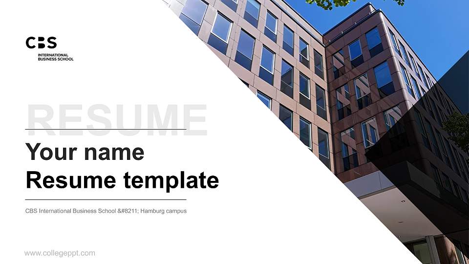 CBS International Business School – Hamburg campus Resume PPT Template16:9 ratio PPT effect preview image