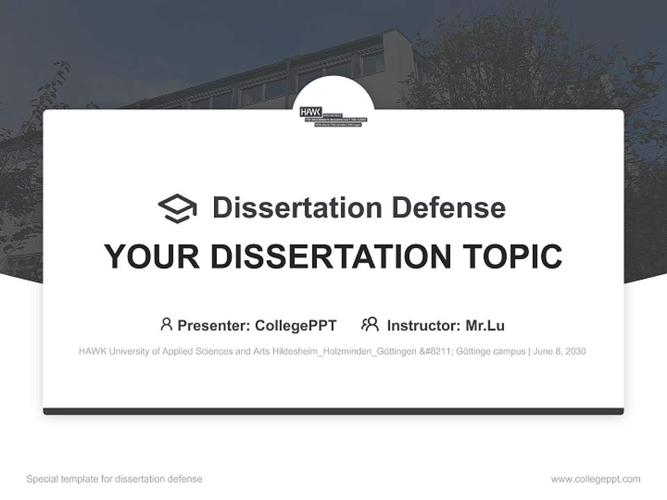 HAWK University of Applied Sciences and Arts Hildesheim_Holzminden_Göttingen – Göttinge campus Graduation Thesis Defense PPT Template4:3 ratio PPT effect preview image7