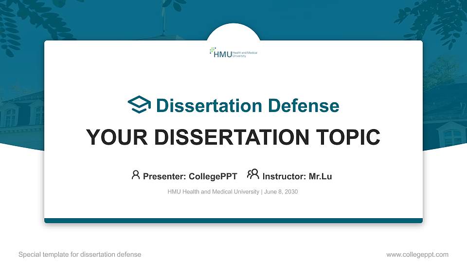 HMU Health and Medical University Graduation Thesis Defense PPT Template16:9 ratio PPT effect preview image