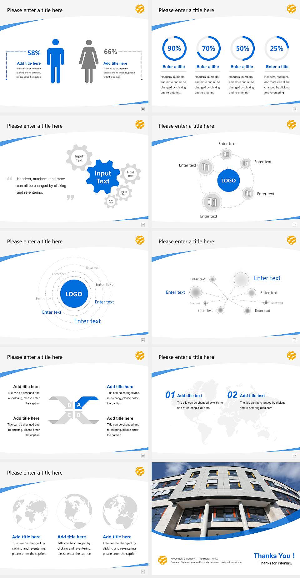 European Distance Learning University Hamburg Course/Courseware Creation PPT Template4:3 ratio PPT effect preview image4