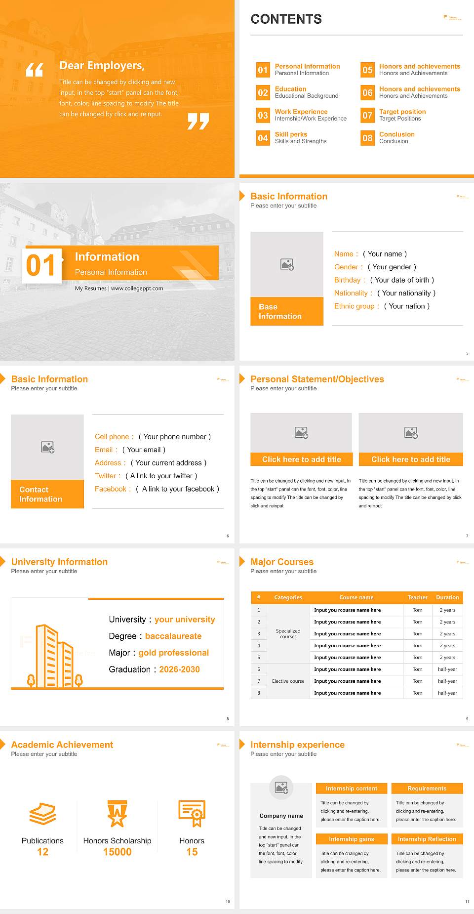 Folkwang University of the Arts Resume PPT Template4:3 ratio PPT effect preview image2