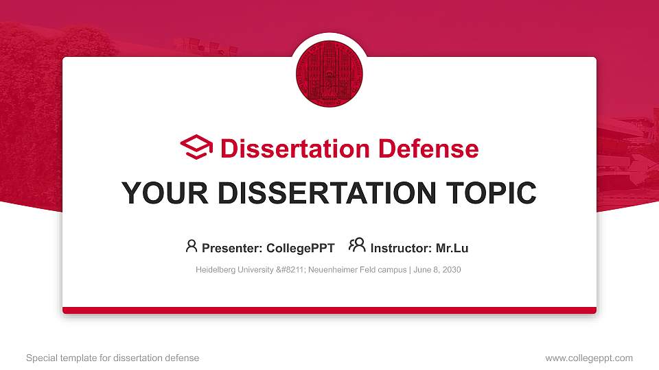 Heidelberg University – Neuenheimer Feld campus Graduation Thesis Defense PPT Template16:9 ratio PPT effect preview image