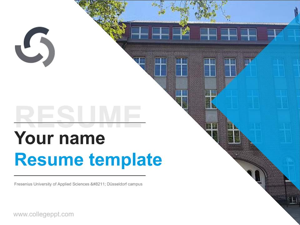 Fresenius University of Applied Sciences – Düsseldorf campus Resume PPT Template4:3 ratio PPT effect preview image5