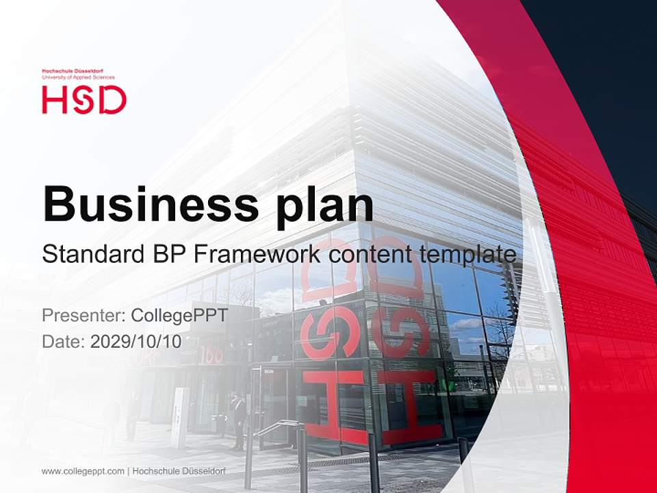 Hochschule Düsseldorf Competition/Entrepreneurship Contest PPT Template4:3 ratio PPT effect preview image9