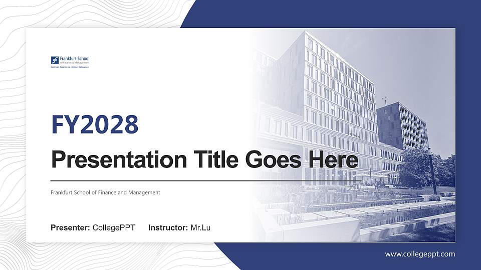 Frankfurt School of Finance and Management Academic Presentation/Research Findings Report PPT Template16:9 ratio PPT effect preview image