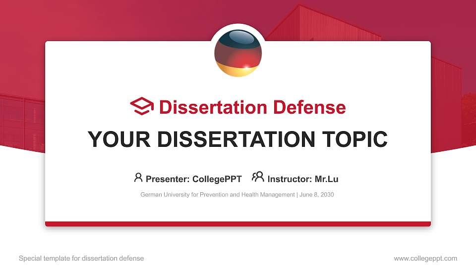 German University for Prevention and Health Management Graduation Thesis Defense PPT Template16:9 ratio PPT effect preview image
