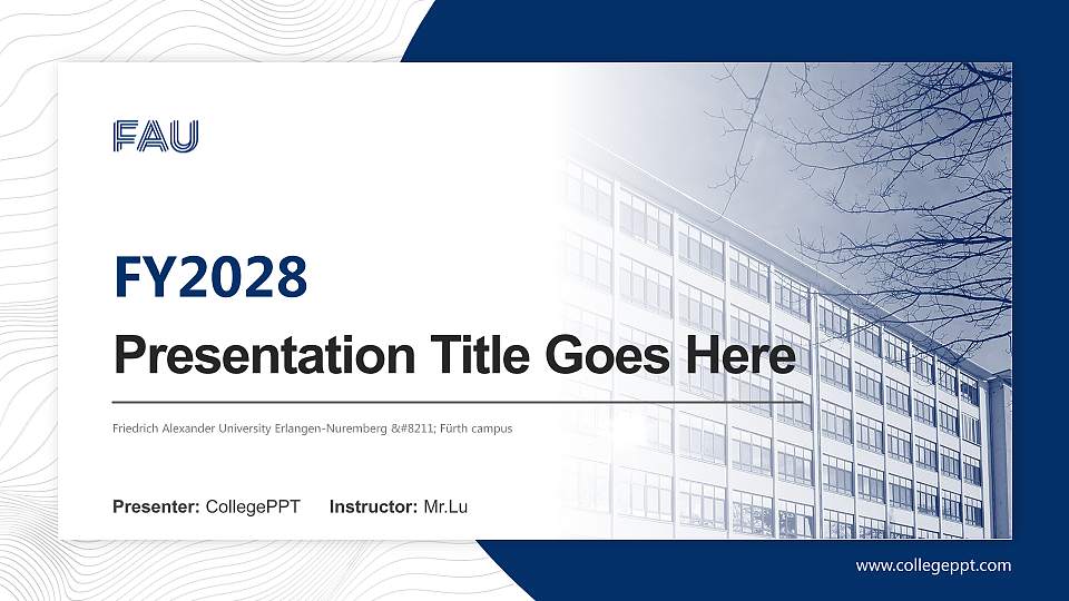 Friedrich Alexander University Erlangen-Nuremberg – Fürth campus Academic Presentation/Research Findings Report PPT Template16:9 ratio PPT effect preview image