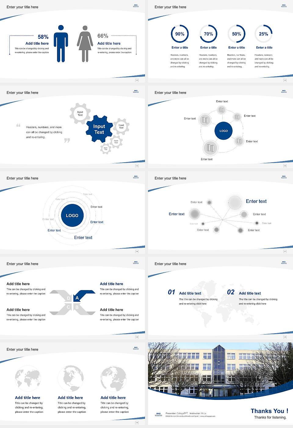 DHGS German University of Health and Sport Course/Courseware Creation PPT Template16:9 ratio PPT effect preview image4