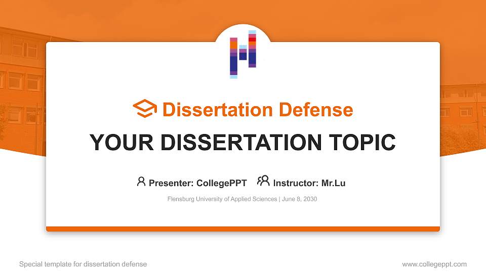 Flensburg University of Applied Sciences Graduation Thesis Defense PPT Template16:9 ratio PPT effect preview image