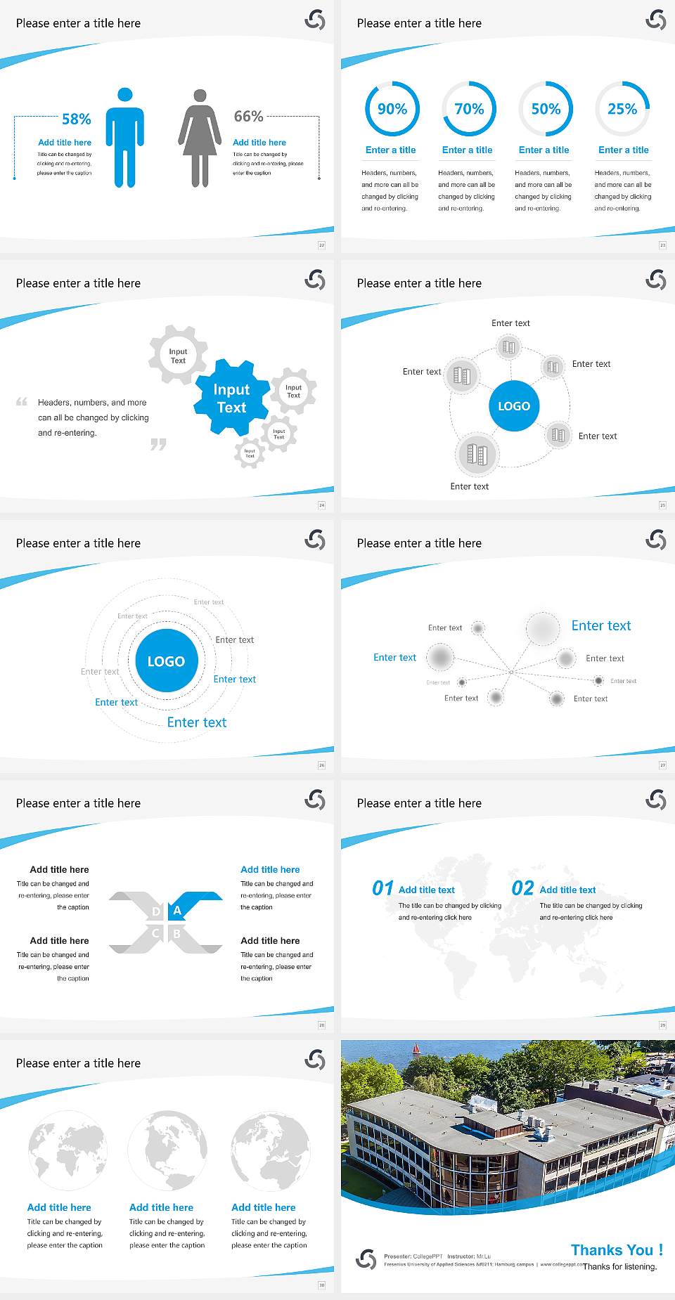 Fresenius University of Applied Sciences – Hamburg campus Course/Courseware Creation PPT Template4:3 ratio PPT effect preview image4