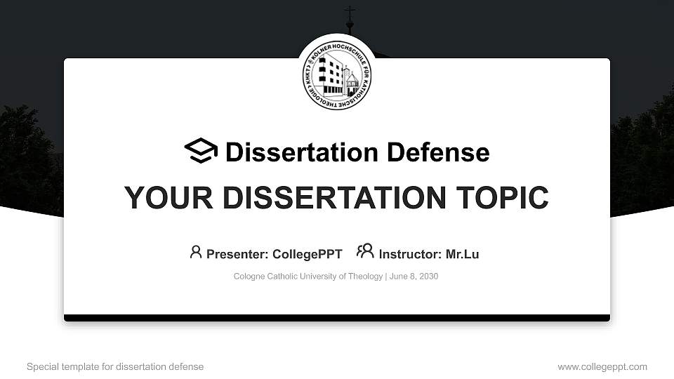 Cologne Catholic University of Theology Graduation Thesis Defense PPT Template16:9 ratio PPT effect preview image
