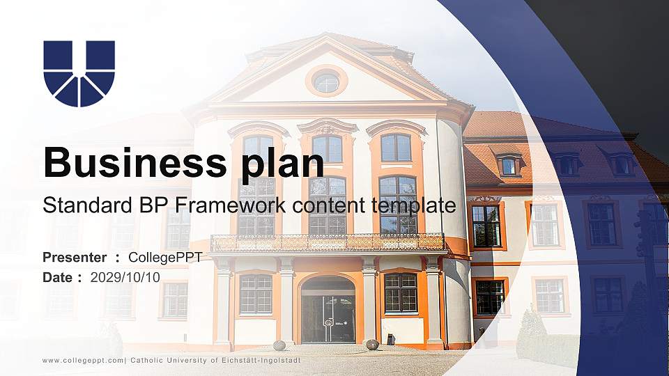 Catholic University of Eichstätt-Ingolstadt Competition/Entrepreneurship Contest PPT Template16:9 ratio PPT effect preview image
