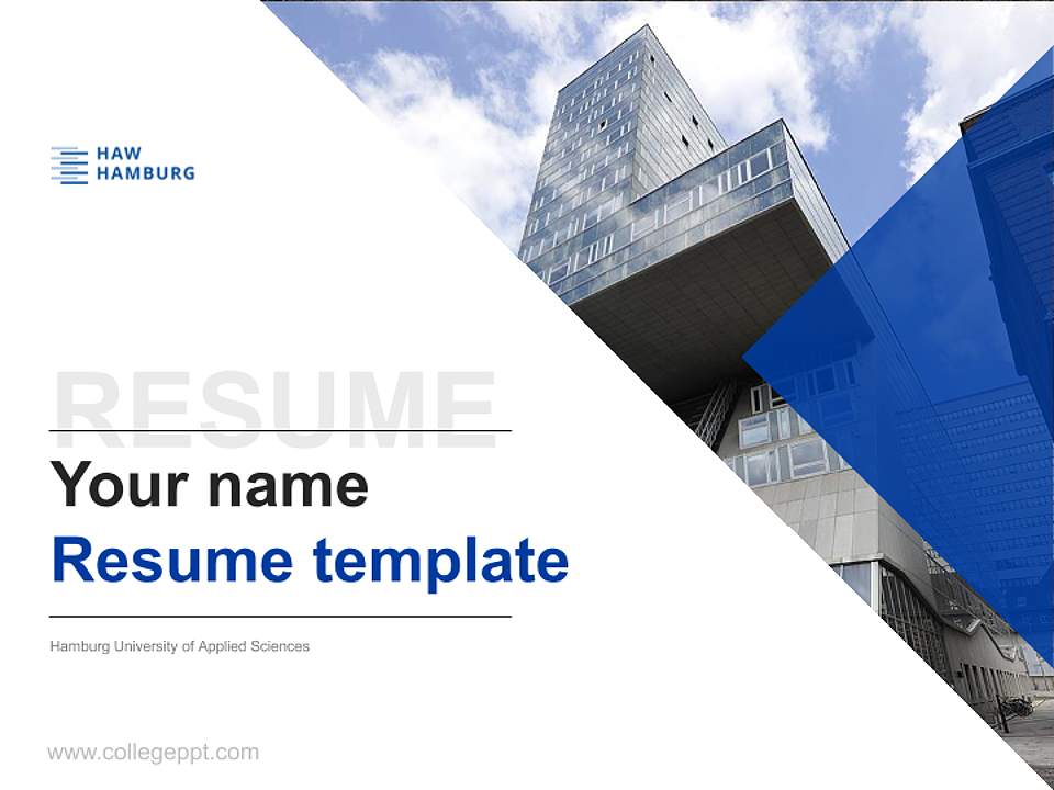 Hamburg University of Applied Sciences Resume PPT Template4:3 ratio PPT effect preview image5