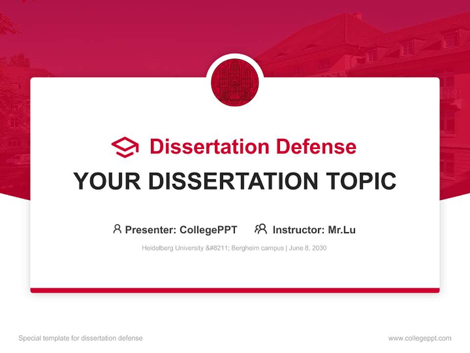 Heidelberg University – Bergheim campus Graduation Thesis Defense PPT Template4:3 ratio PPT effect preview image7