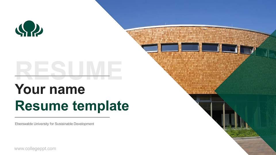 Eberswalde University for Sustainable Development Resume PPT Template16:9 ratio PPT effect preview image
