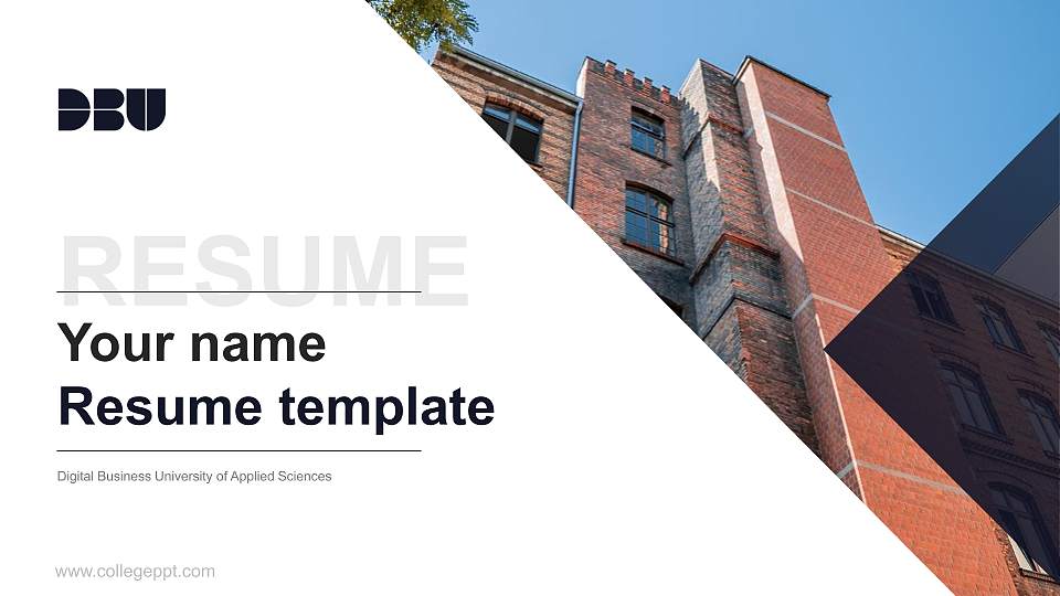 Digital Business University of Applied Sciences Resume PPT Template16:9 ratio PPT effect preview image