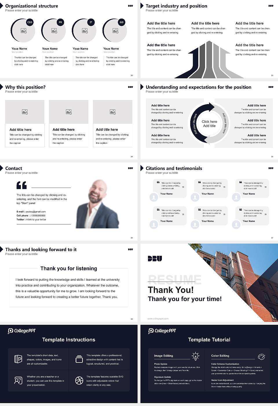 Digital Business University of Applied Sciences Resume PPT Template16:9 ratio PPT effect preview image4