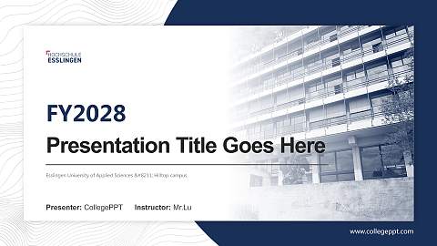 Esslingen University of Applied Sciences – Hilltop campus Academic Presentation/Research Findings Report PPT Template