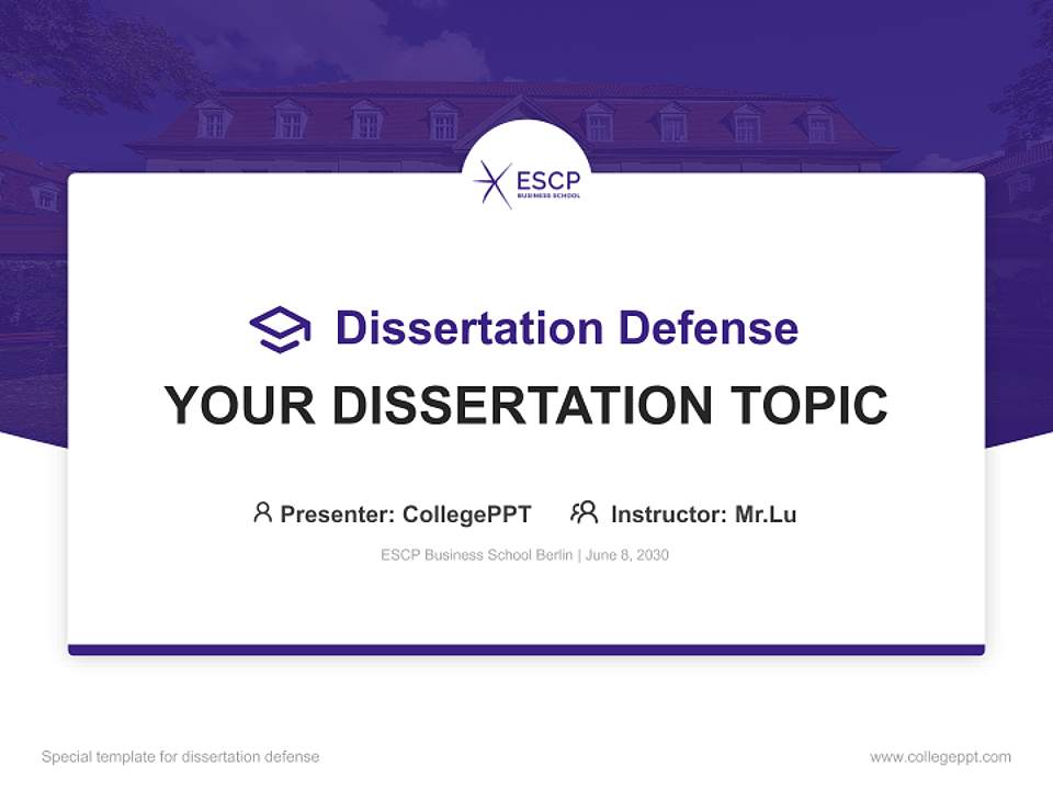 ESCP Business School Berlin Graduation Thesis Defense PPT Template4:3 ratio PPT effect preview image7