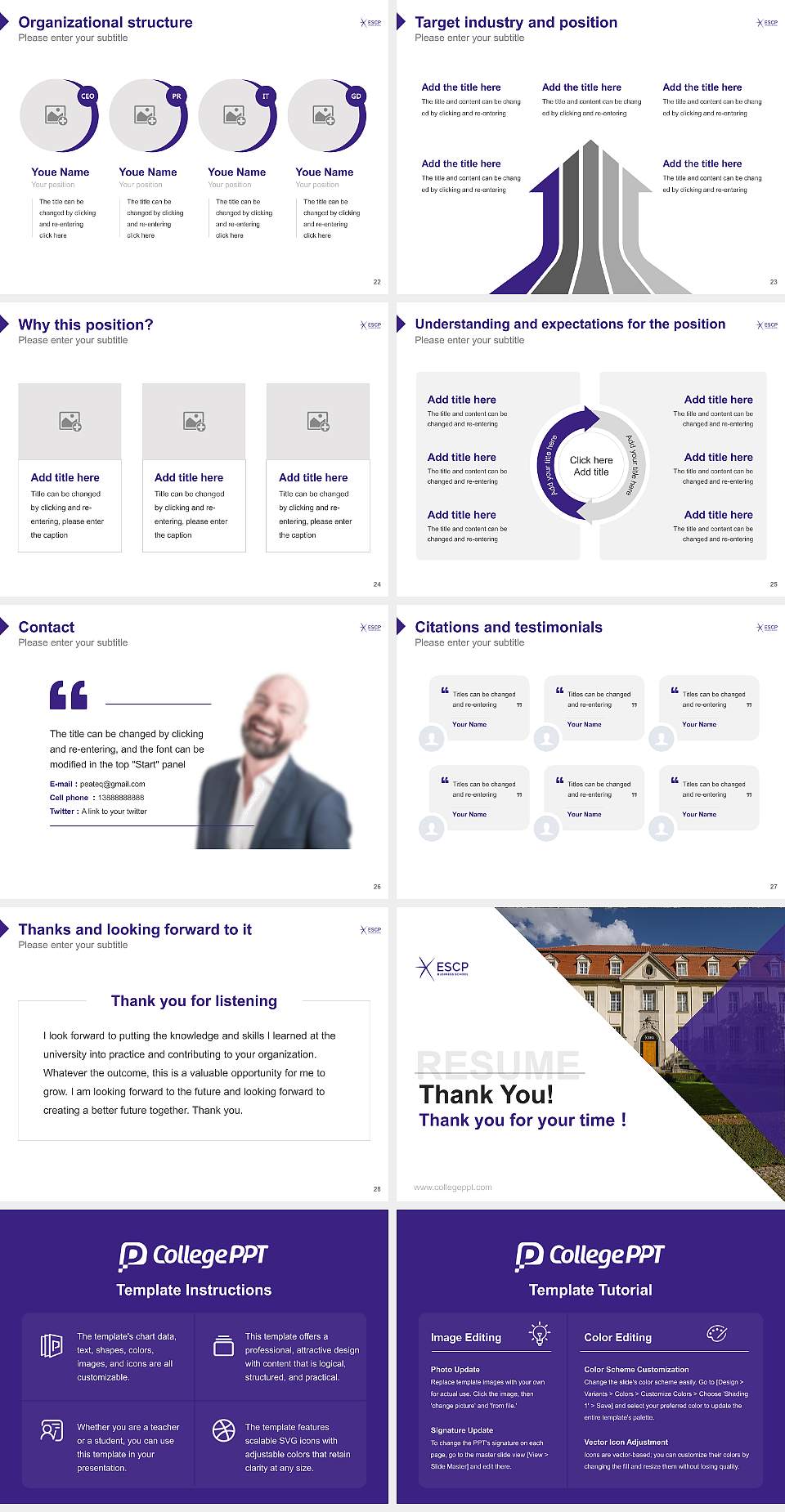 ESCP Business School Berlin Resume PPT Template4:3 ratio PPT effect preview image4