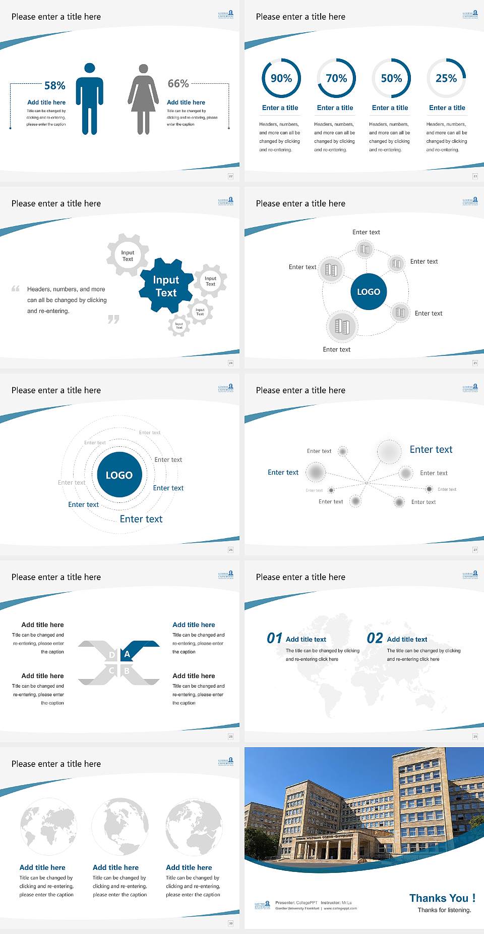 Goethe University Frankfurt Course/Courseware Creation PPT Template4:3 ratio PPT effect preview image4