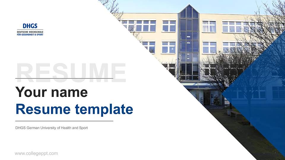 DHGS German University of Health and Sport Resume PPT Template16:9 ratio PPT effect preview image
