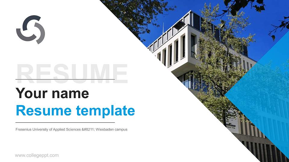 Fresenius University of Applied Sciences – Wiesbaden campus Resume PPT Template16:9 ratio PPT effect preview image