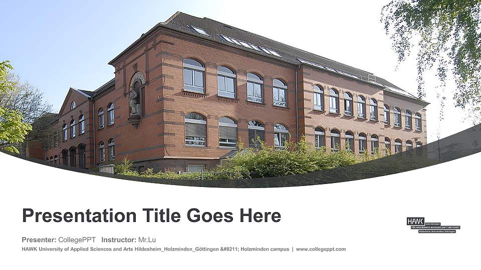 HAWK University of Applied Sciences and Arts Hildesheim_Holzminden_Göttingen – Holzminden campus Course/Courseware Creation PPT Template16:9 ratio PPT effect preview image