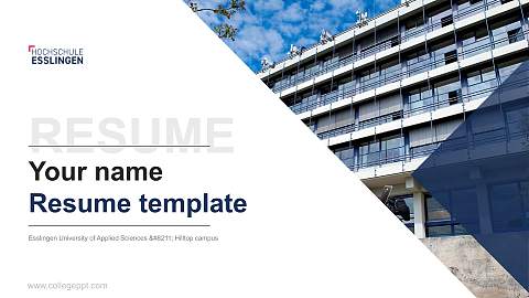 Esslingen University of Applied Sciences – Hilltop campus Resume PPT Template