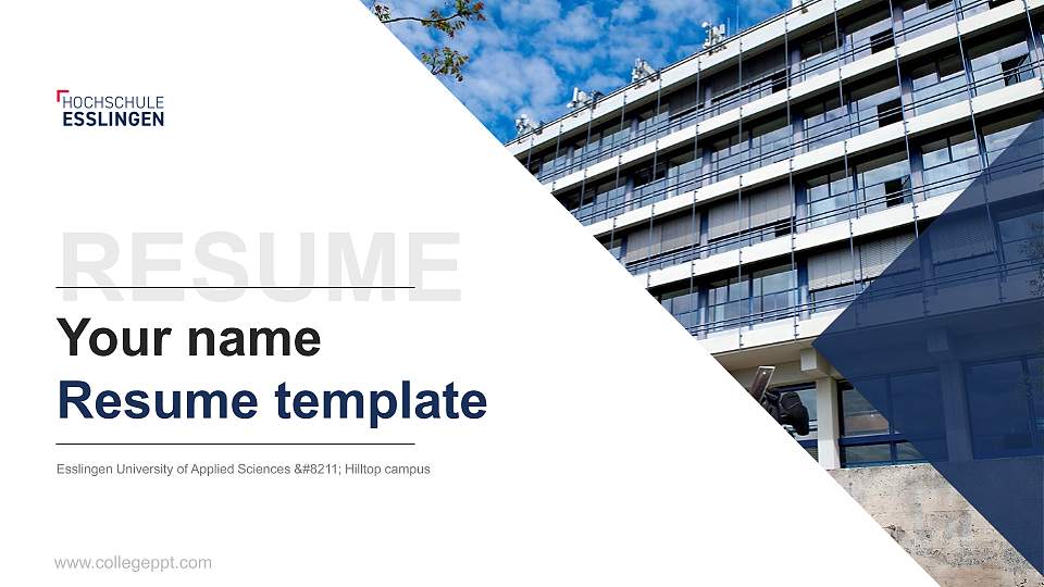 Esslingen University of Applied Sciences – Hilltop campus Resume PPT Template16:9 ratio PPT effect preview image