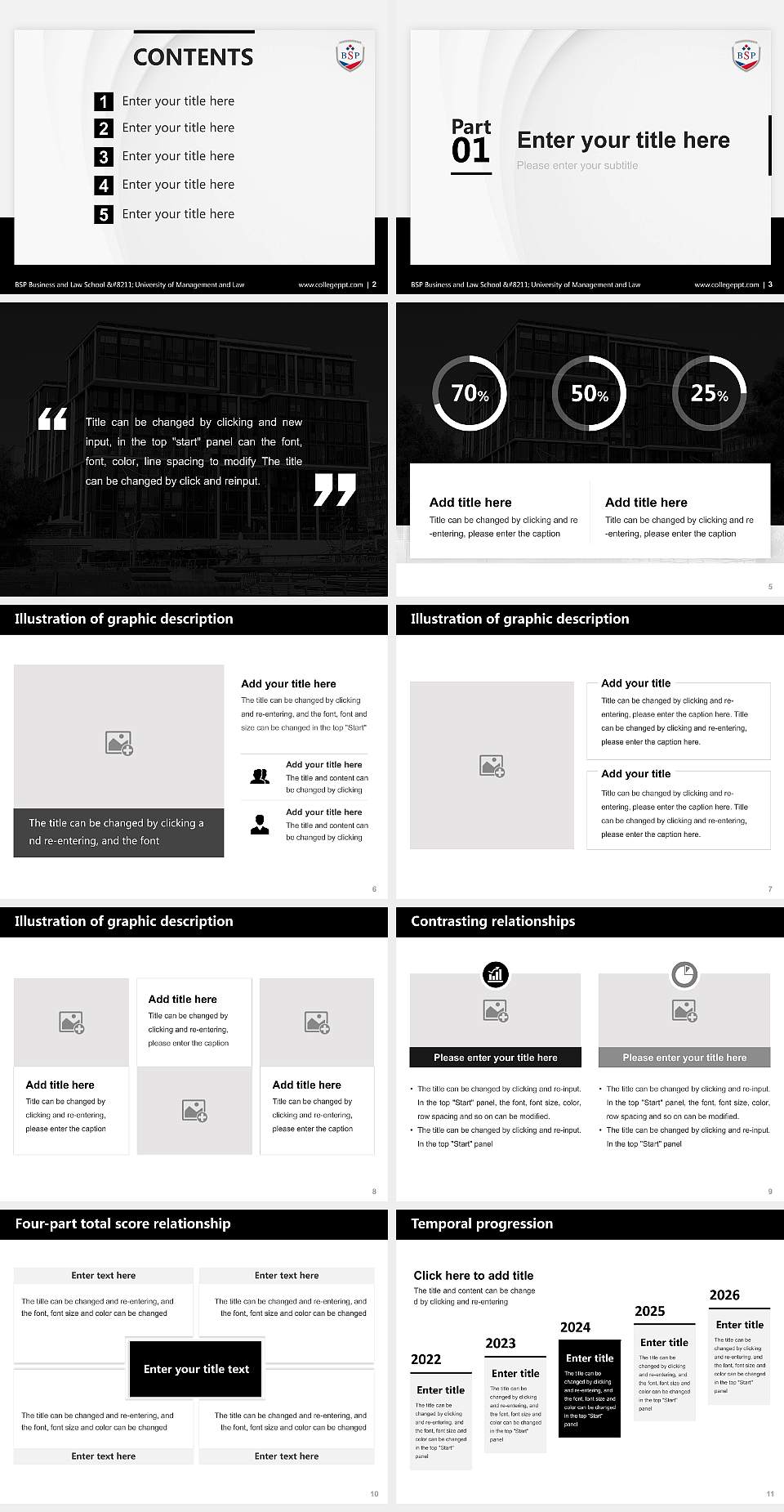 BSP Business and Law School – University of Management and Law Thesis Proposal/Graduation Defense PPT Template4:3 ratio PPT effect preview image2