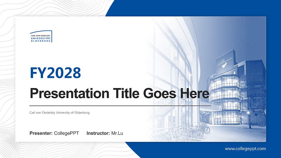 Carl von Ossietzky University of Oldenburg Academic Presentation/Research Findings Report PPT Template16:9 ratio PPT effect preview image