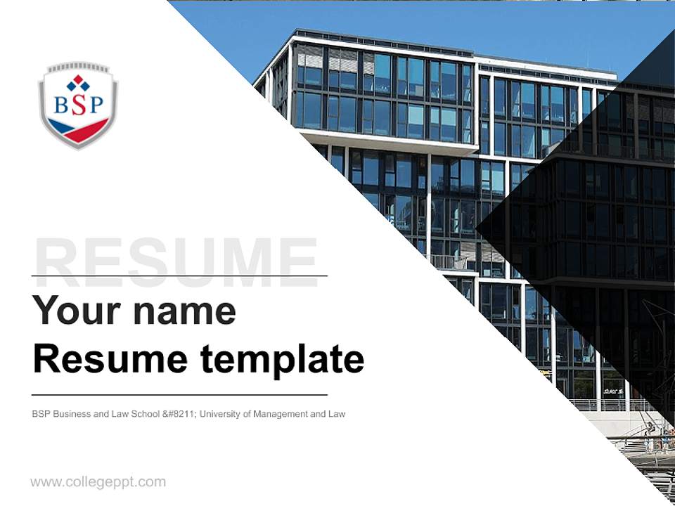 BSP Business and Law School – University of Management and Law Resume PPT Template4:3 ratio PPT effect preview image5