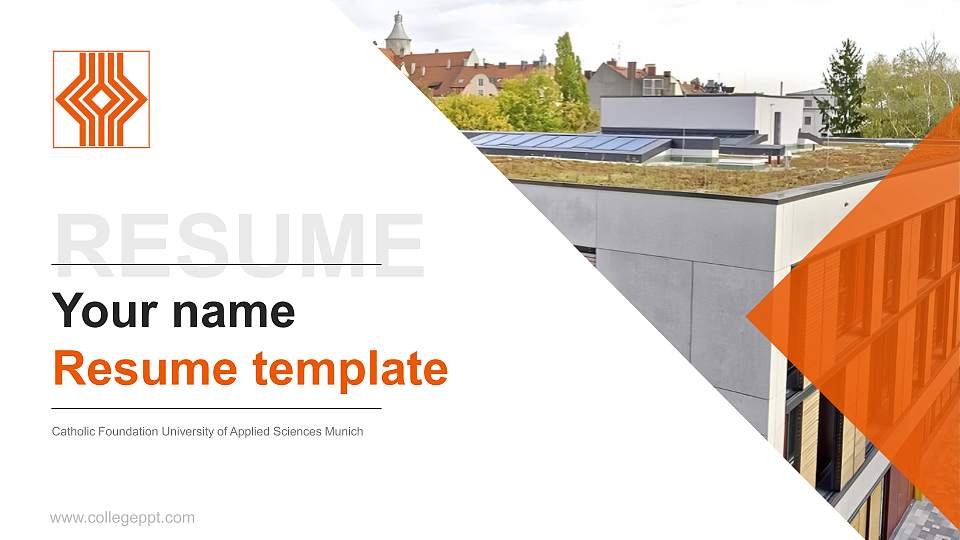 Catholic Foundation University of Applied Sciences Munich Resume PPT Template16:9 ratio PPT effect preview image