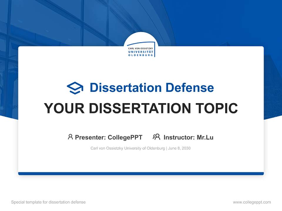 Carl von Ossietzky University of Oldenburg Graduation Thesis Defense PPT Template4:3 ratio PPT effect preview image7